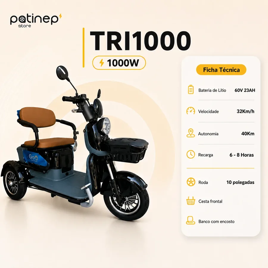 Triciclo Elétrico TRI1000 1000W